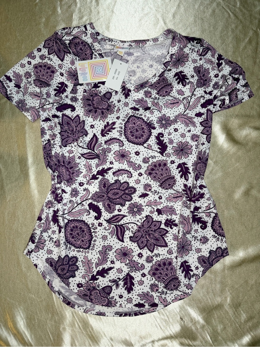 LuLaRoe Iris V-Neck Short Sleeve Floral Top XXS NWT